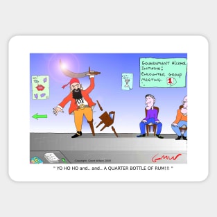 Funny Pirate Alcohol Initiative Cartoon Sticker